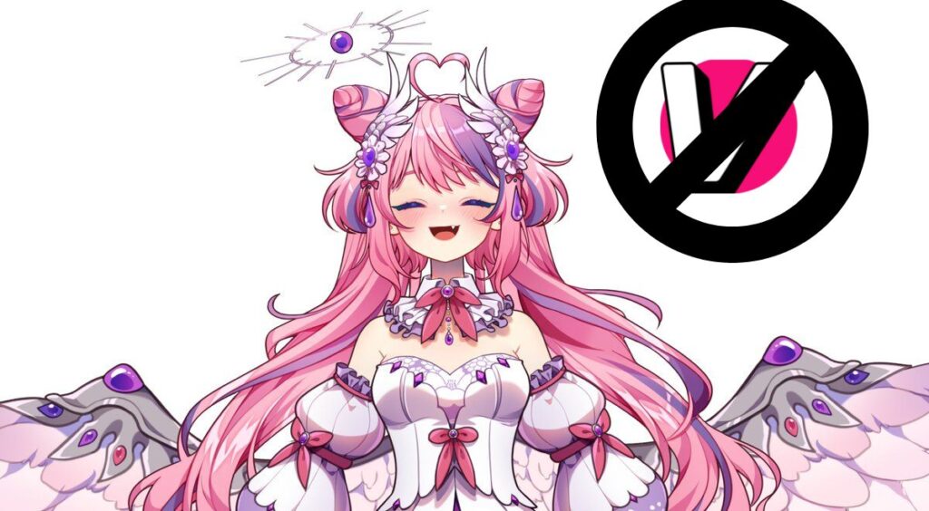 An image of Ironmouse with the Vshojo symbol crossed out.