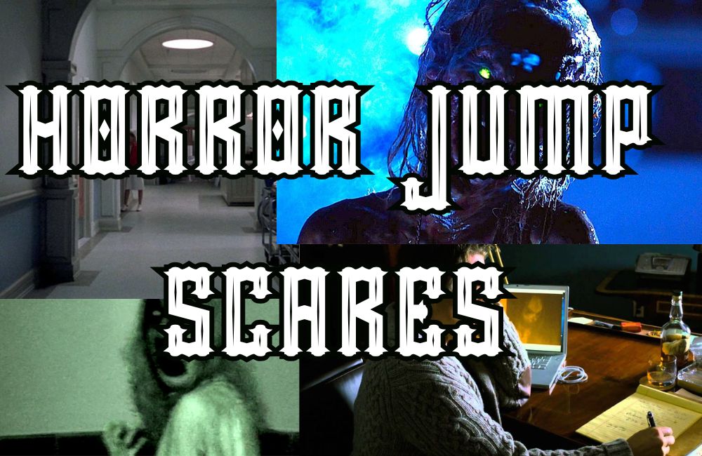 A title card for an article about horror jump scares.