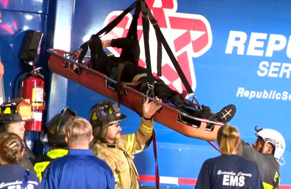 An image of a man nearly compressed to death.