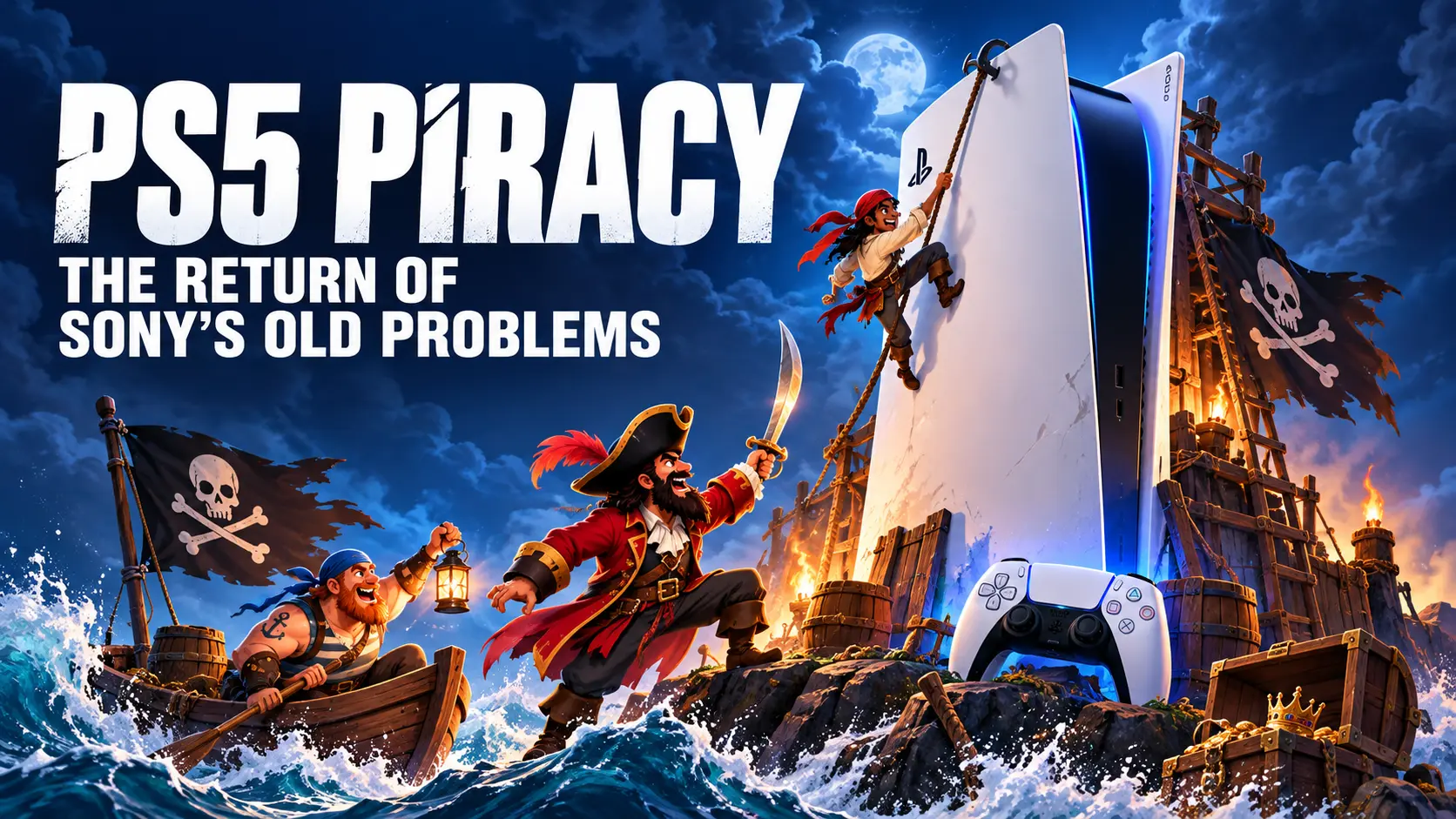 A title card for the article on PS5 Piracy.
